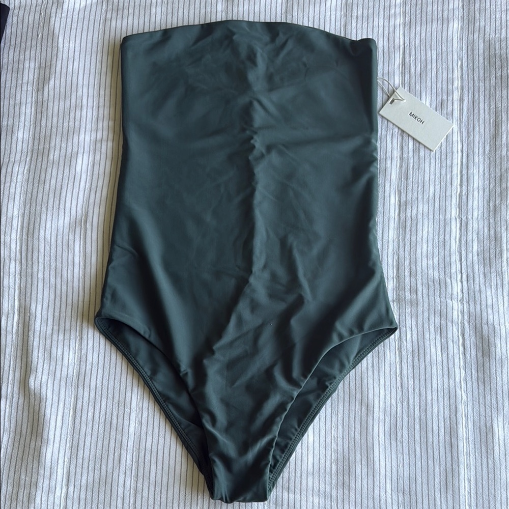 Mikoh Dark Olive Strapless One-Piece Swimsuit